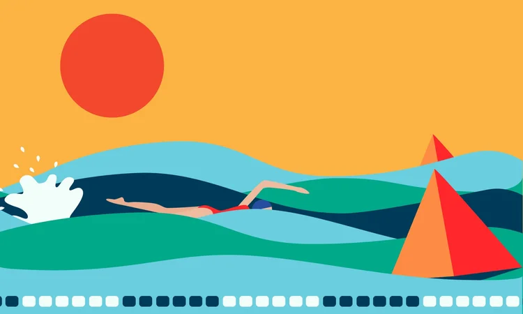 Animated illustration of a sunset